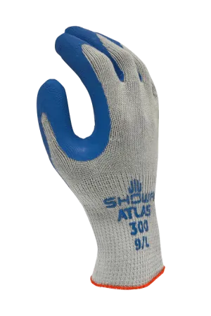 (12 Pairs) Atlas Fit 300 Blue Latex Palm Coated Gloves