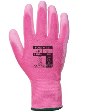 (12 Pairs) Pink Portwest Polyeurethane Palm Coated Gloves