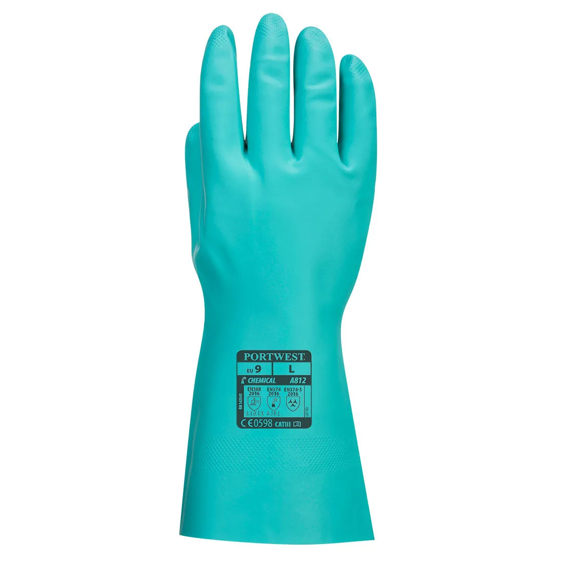 (12 pairs) Portwest Nitrosafe Nitrile Chemical Gauntlet 15 Mil Flock Lined Glove