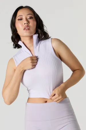 Active Seamless Ribbed Half Zip Cropped Tank