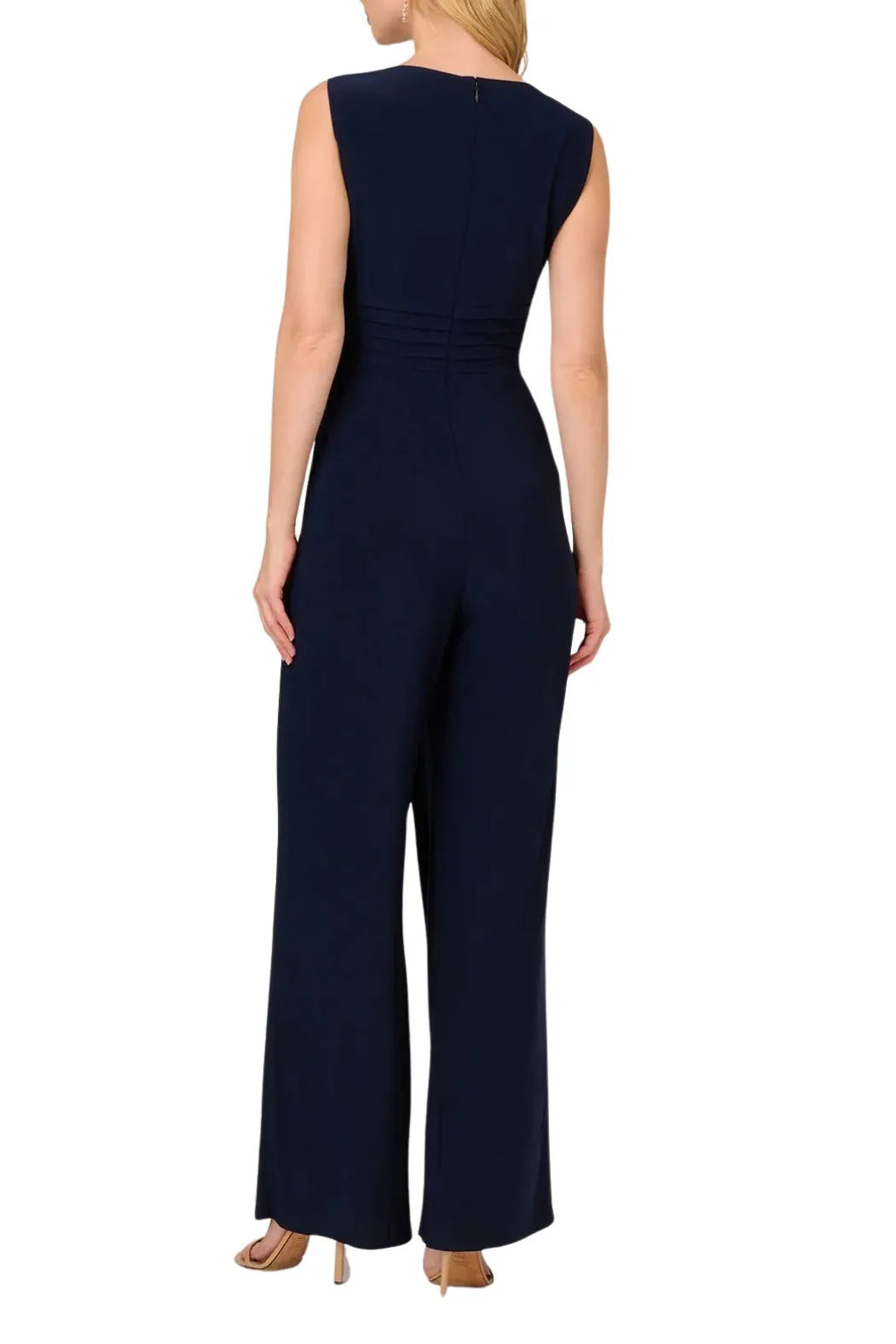 Adrianna Papell jersey sleeveless bodice wide legs jumpsuit