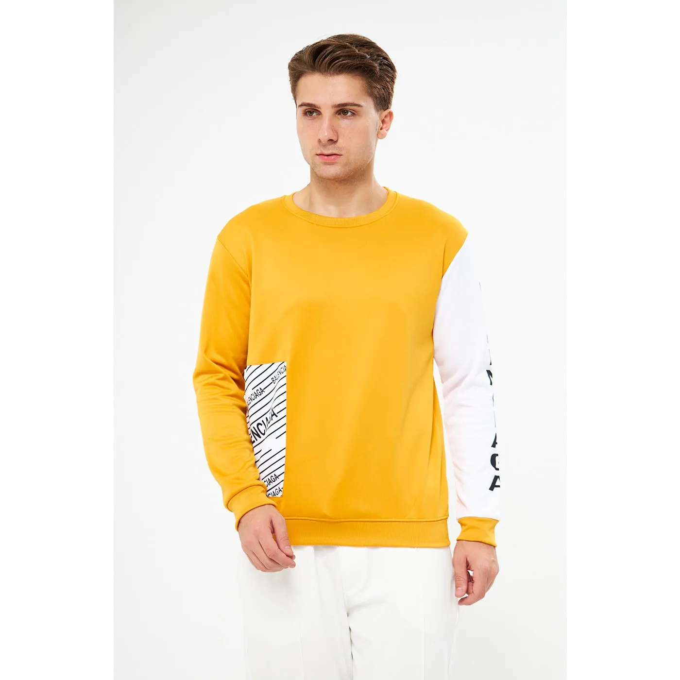 BGA Mustard Sleeves Contrast Sweatshirt