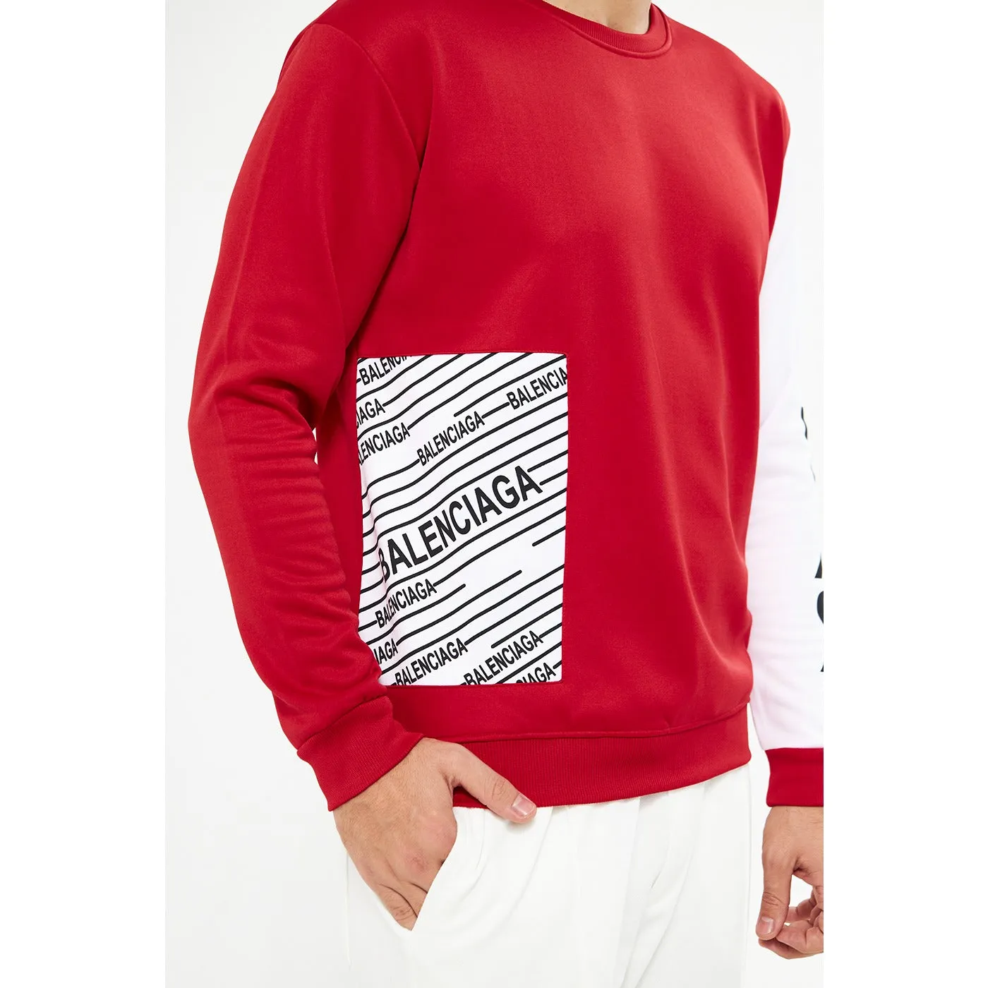 BGA Red Sleeves Contrast Sweatshirt