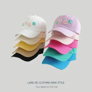 Candy color~Spring and summer trendy letter LUCK baseball caps for boys and girls, sunshade caps style sun protection hats