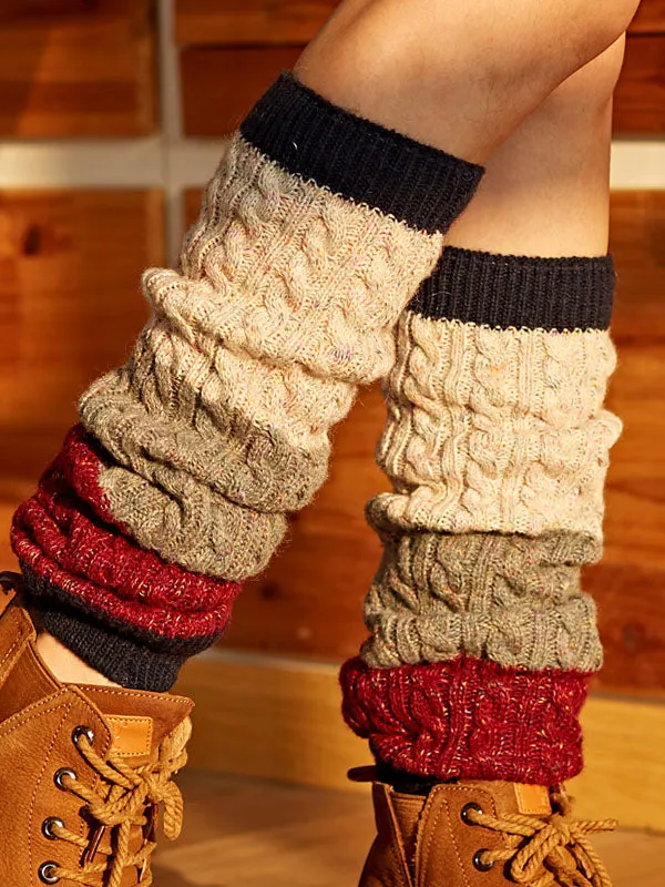 Casual Keep Warm Contrast Color Leg Warmers Accessories