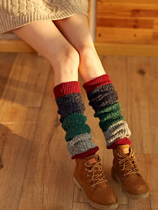 Casual Keep Warm Contrast Color Leg Warmers Accessories