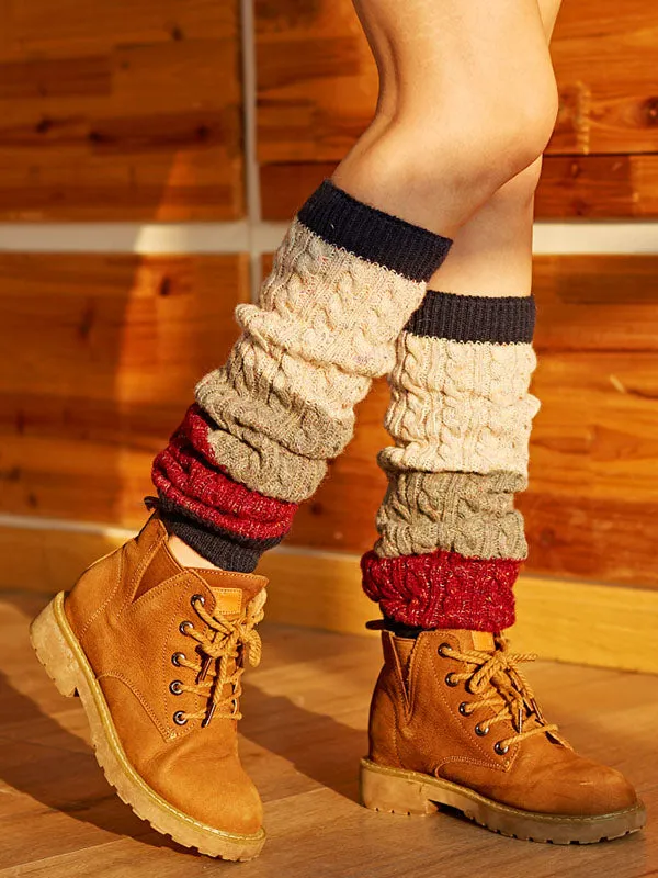 Casual Keep Warm Contrast Color Leg Warmers Accessories