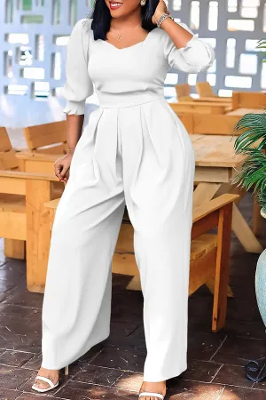 Chic Sweetheart Collar Pleated Jumpsuit