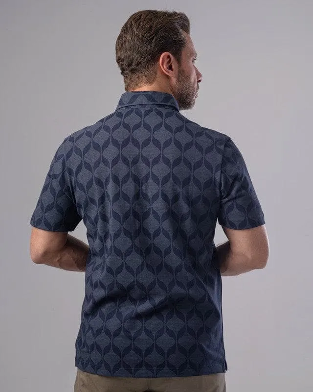 CLASSIC FIT PATTERNED POLO SHIRT - NAVY