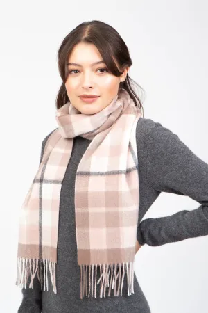 Contemporary Check Cashmere Scarf - Chocolate Blush