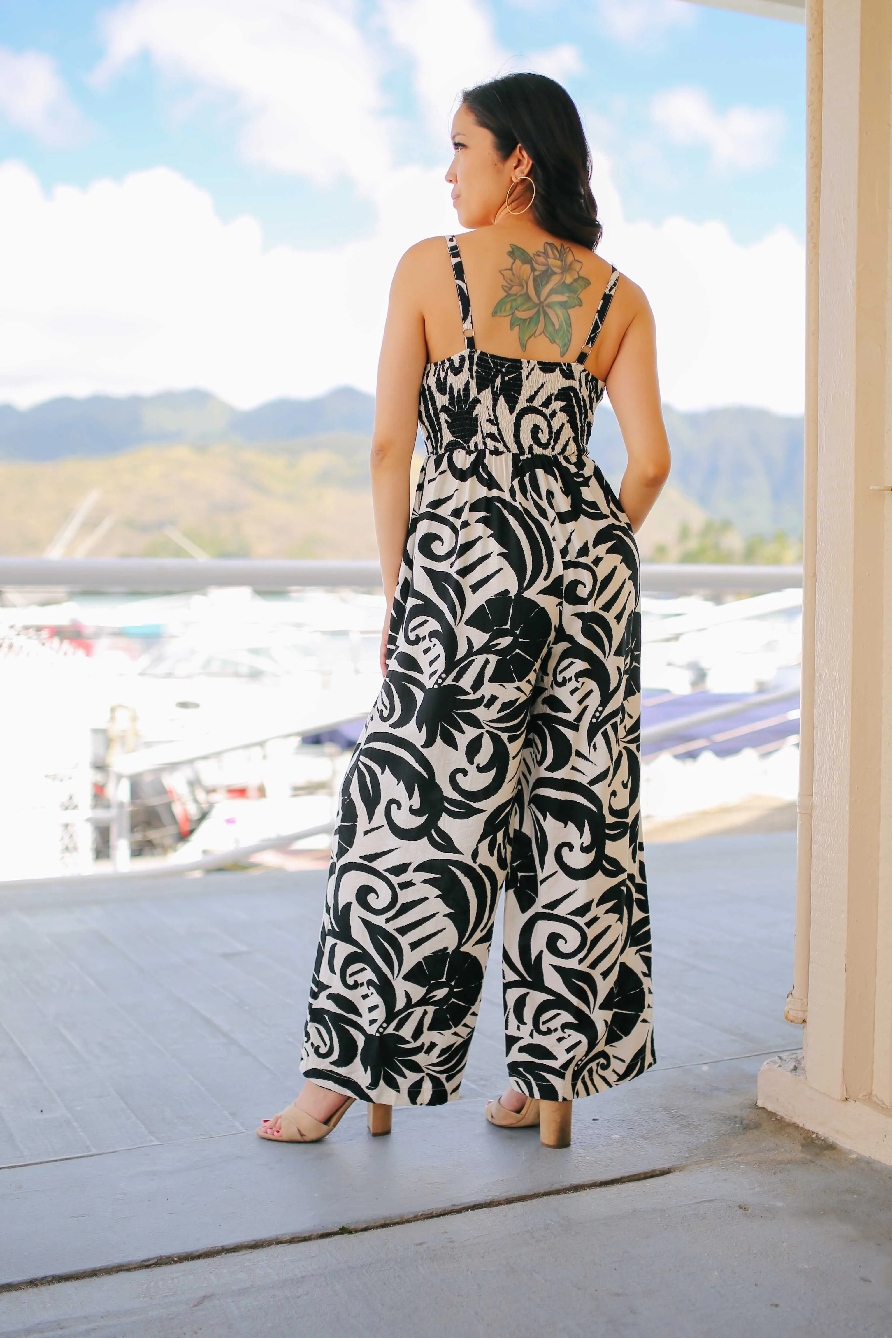 Contrast Print Jumpsuit