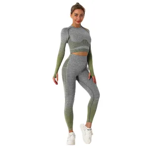 European and American Seamless Yoga Suit Women's Knitted Hip Lifting High Elasticity Workout Pants Exercise Yoga Clothes