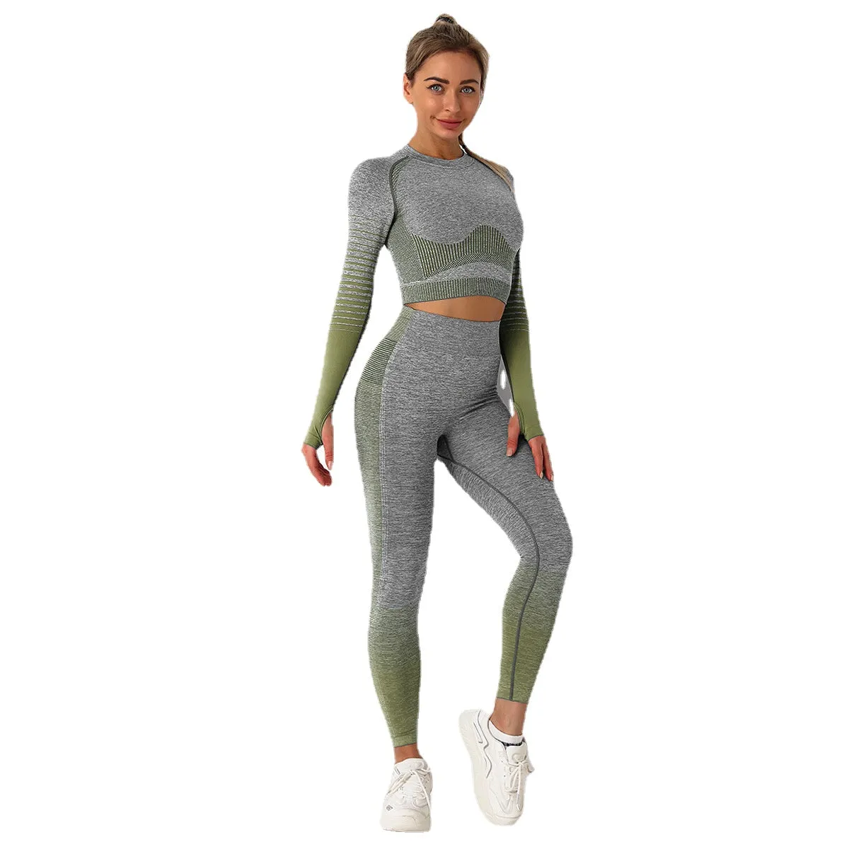 European and American Seamless Yoga Suit Women's Knitted Hip Lifting High Elasticity Workout Pants Exercise Yoga Clothes