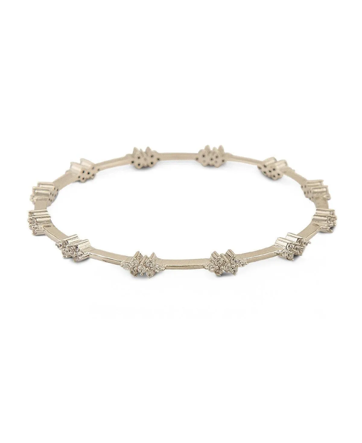 Fashionable Stone Studded Silver Bangle