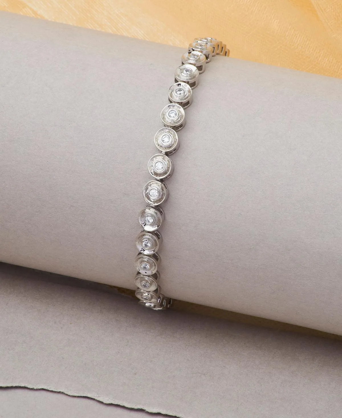 Fashionable Stone Studded Silver Bracelet