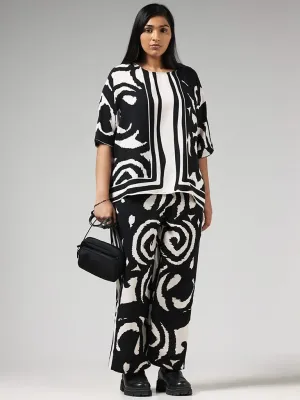 Gia Black Printed Wide Leg Pants