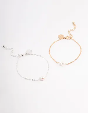 Gold & Silver Freshwater Pearl Bestie Bracelet Pack