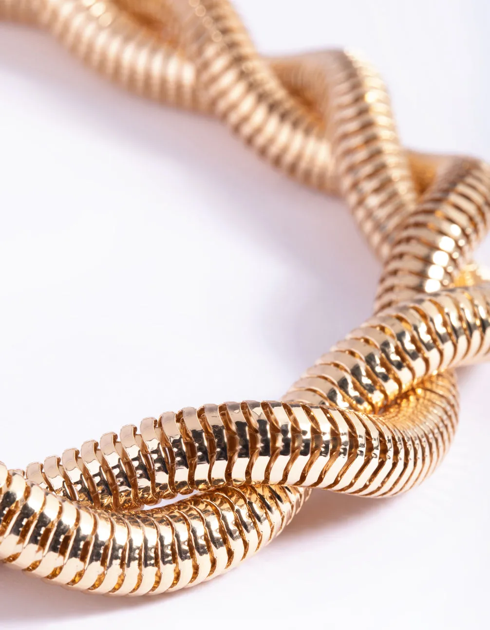 Gold Textured Twist Chain Necklace