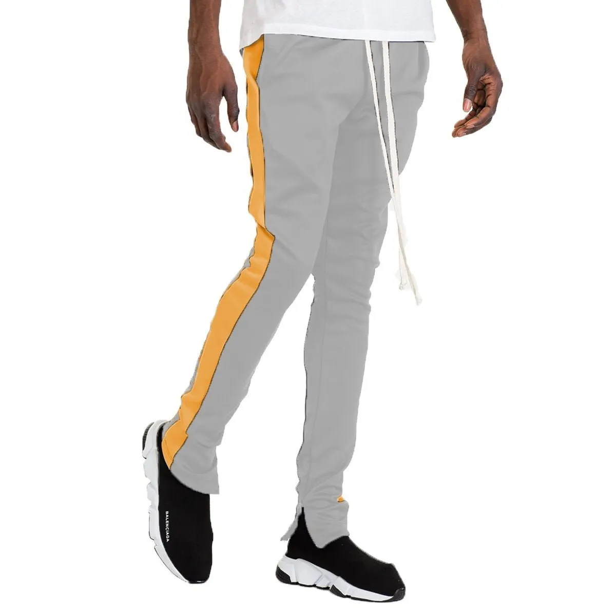 Grey/Orange Slim Fit Track Pants