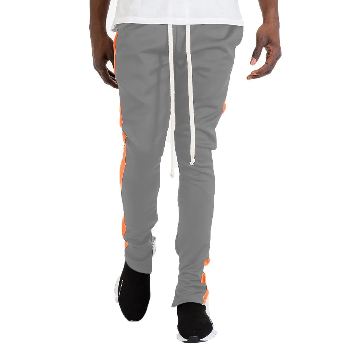 Grey/Orange Slim Fit Track Pants