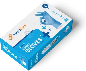 HandCare Blue Nitrile Gloves - Exam Grade, Powder Free (4 Mil) 100 Gloves (1 Box)