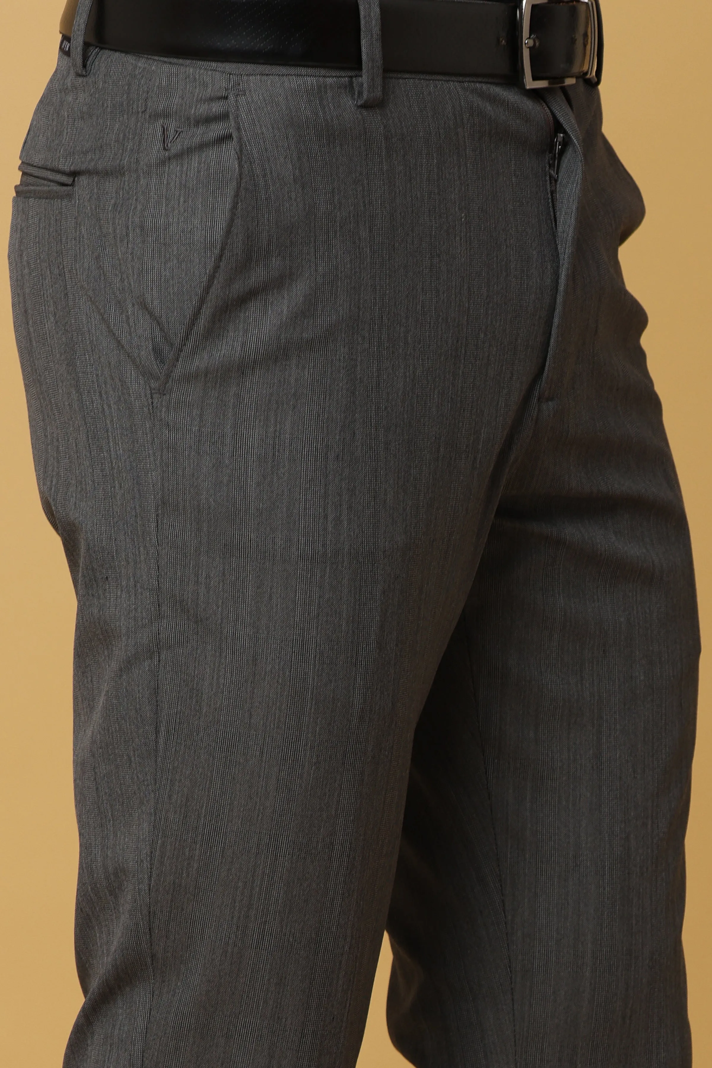 Ivyn Texture Pattern Grey Formal Trousers