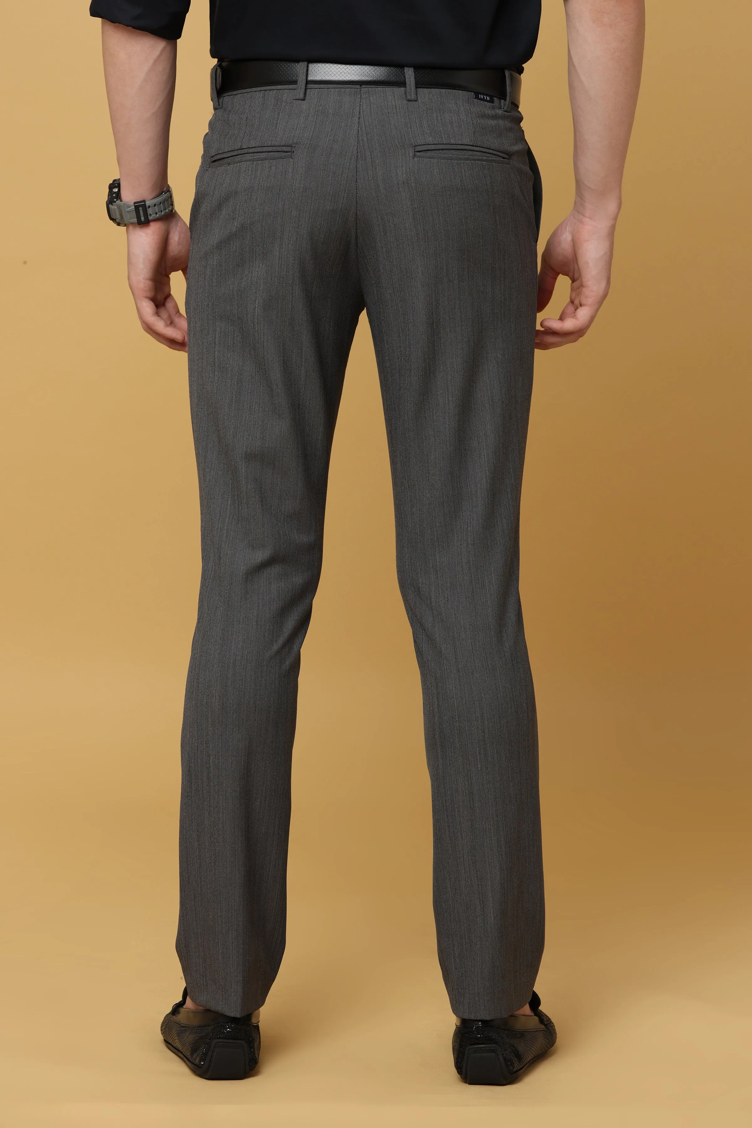 Ivyn Texture Pattern Grey Formal Trousers