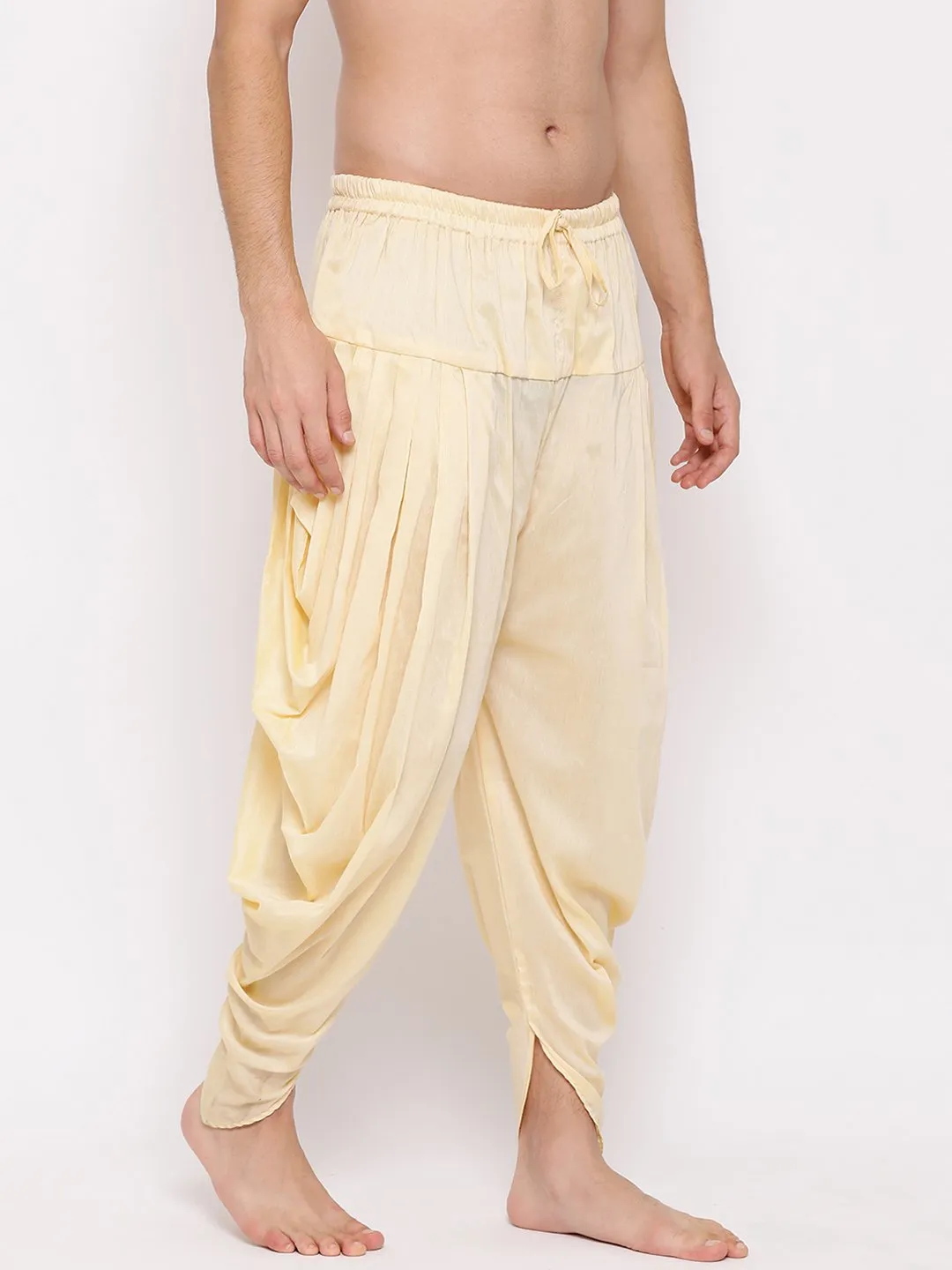 Jashvi Men's Cream Solid Dhoti Pant