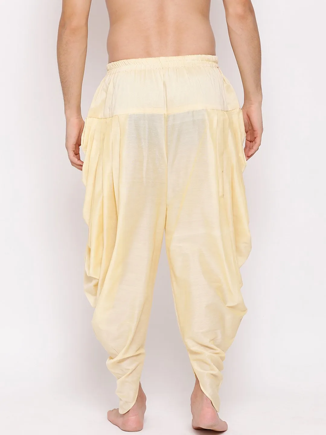 Jashvi Men's Cream Solid Dhoti Pant