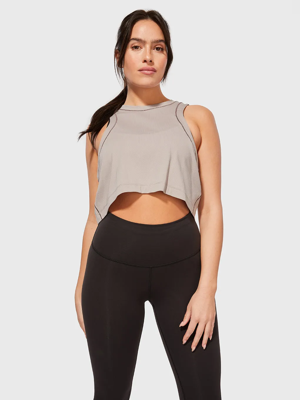 LULULEMON X BARRY'S MAUVE GREY OPEN-BACK CROPPED TANK