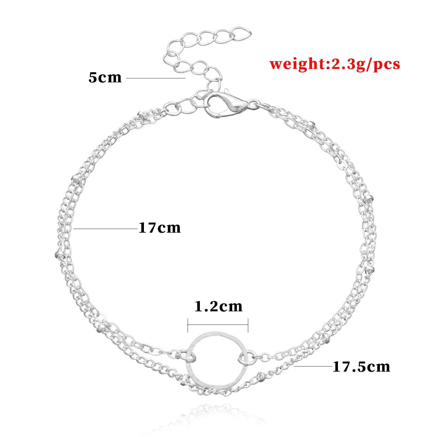 MAC085 Fashionable GeometricHollow Ring Simple Double Layer Bracelet