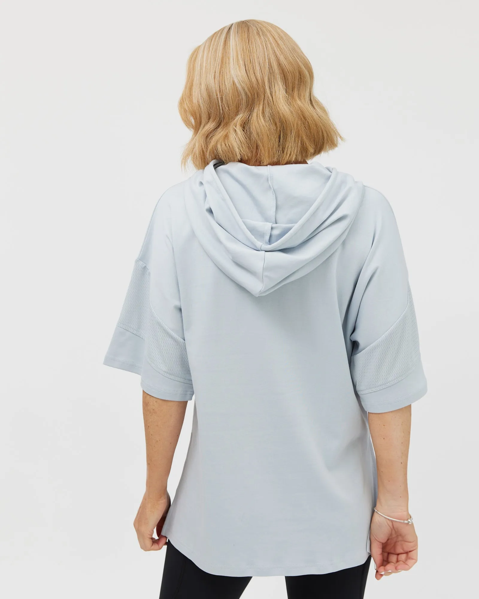 Mia Mesh Hoodie Tee - Light blue