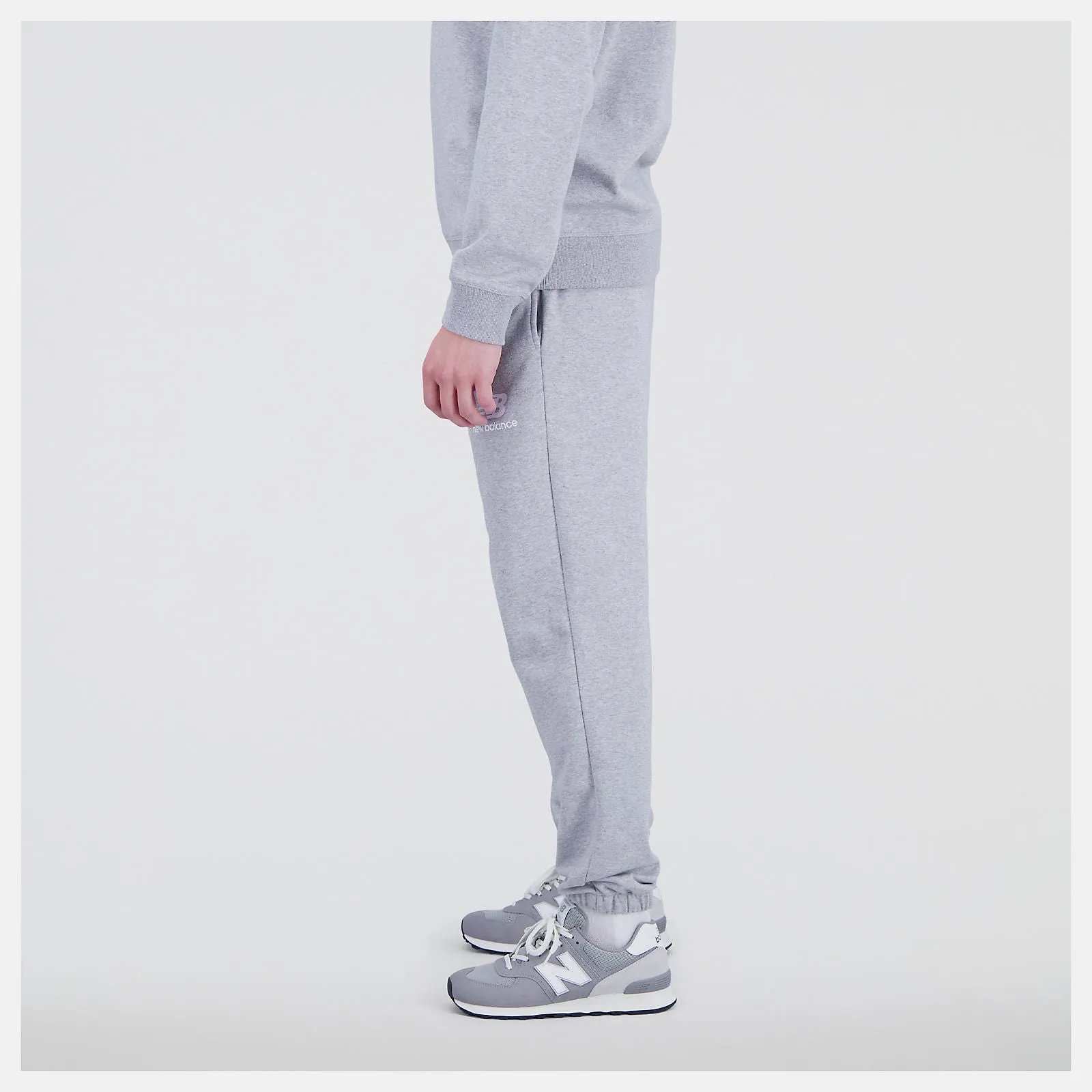 New Balance Essentials Stacked Logo French Terry Sweatpant - Mens - Grey