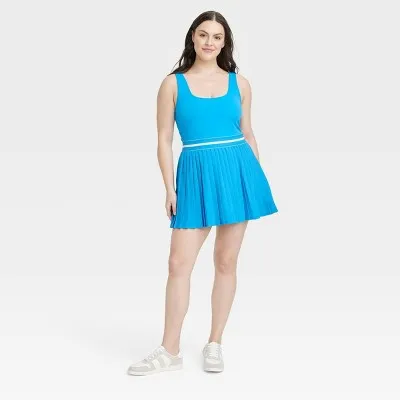 New - Women's Pleated Active Dress - All In Motion Blue XS