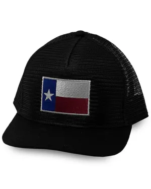 Oil Field Hats Men's Black Texas Flag Mesh-Back Ball Cap