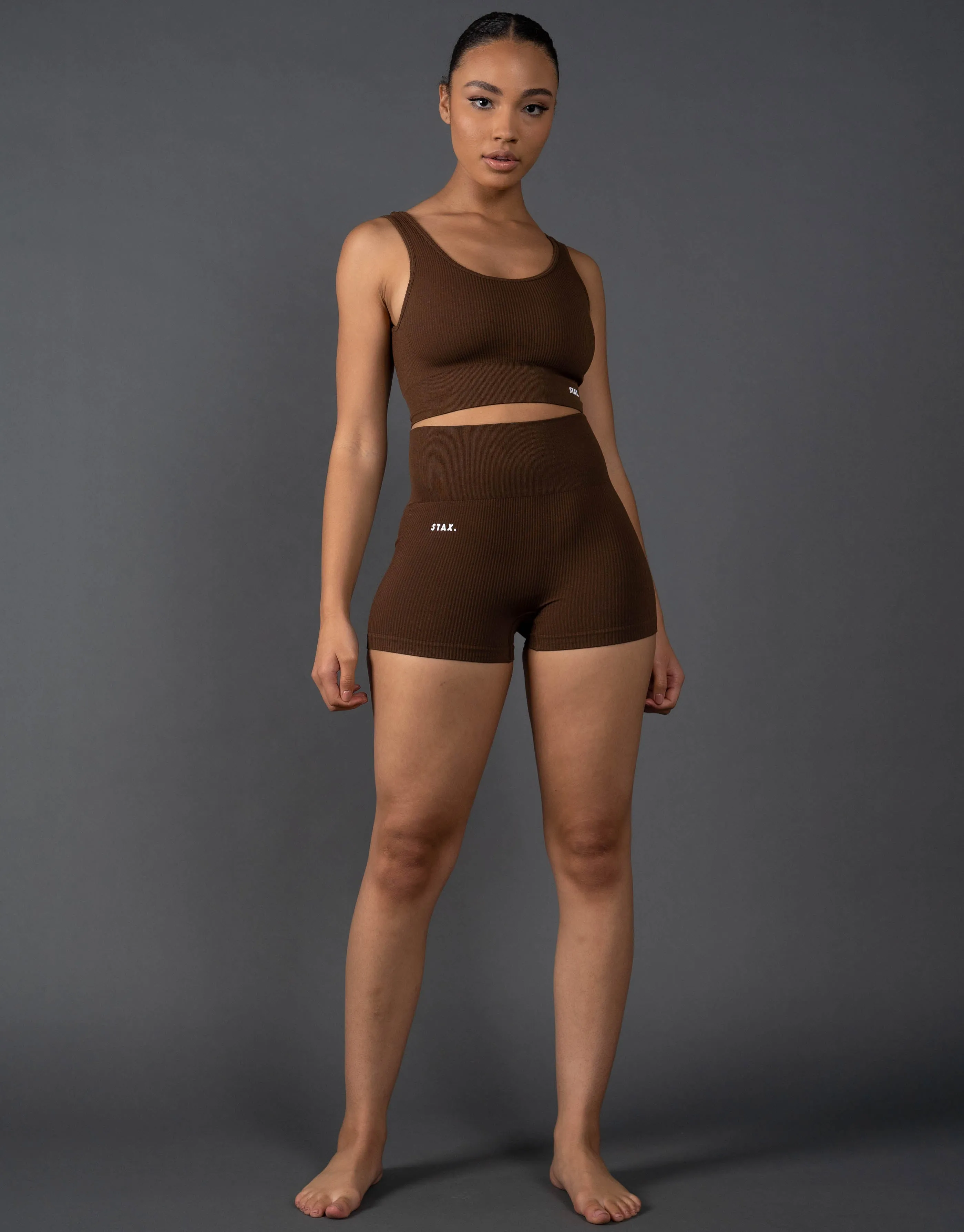 Premium Seamless Low Back Crop Lounge V5.1 - Bark