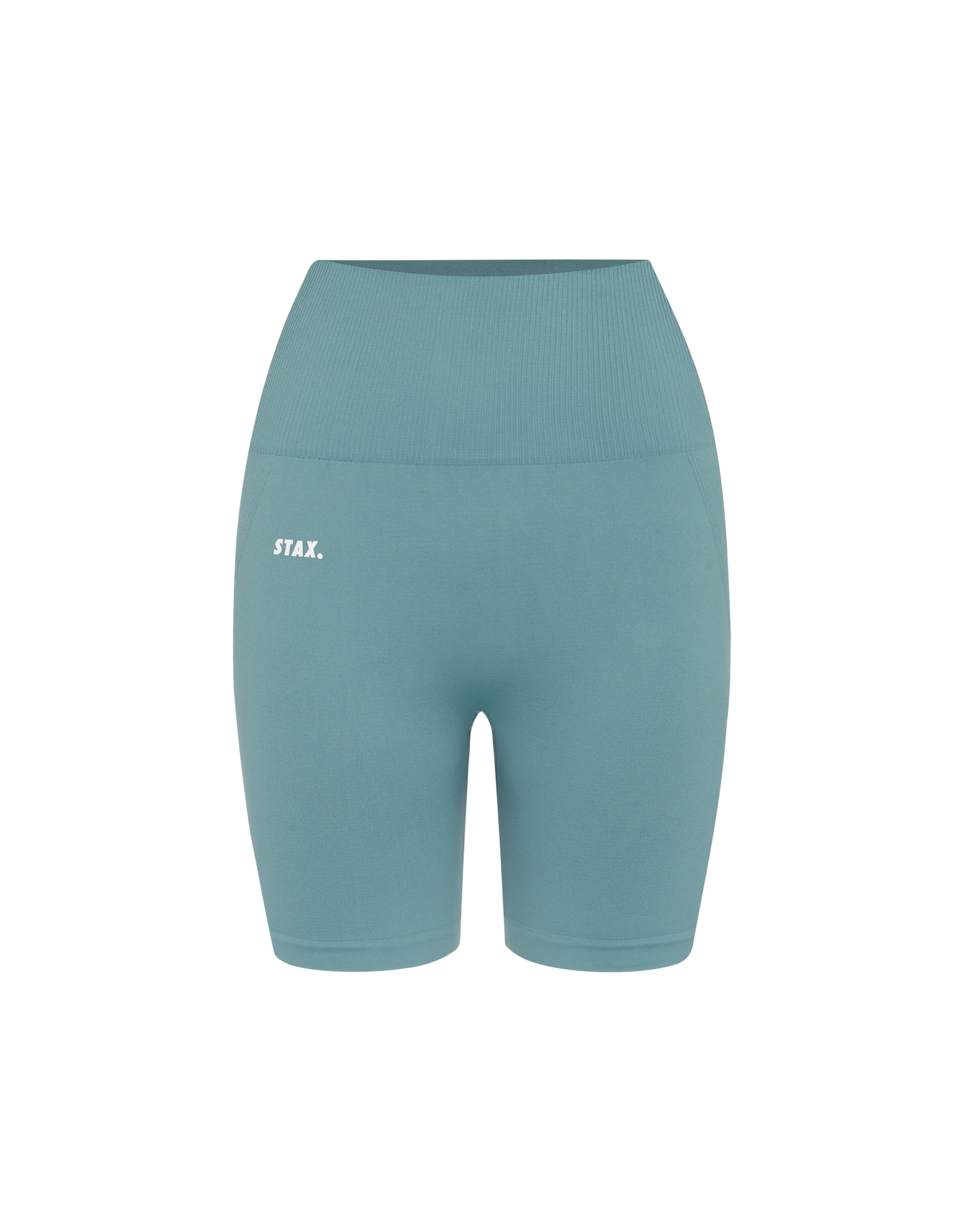 Premium Seamless Midi Bike Shorts V5.1 - Mist (Blue/Grey)