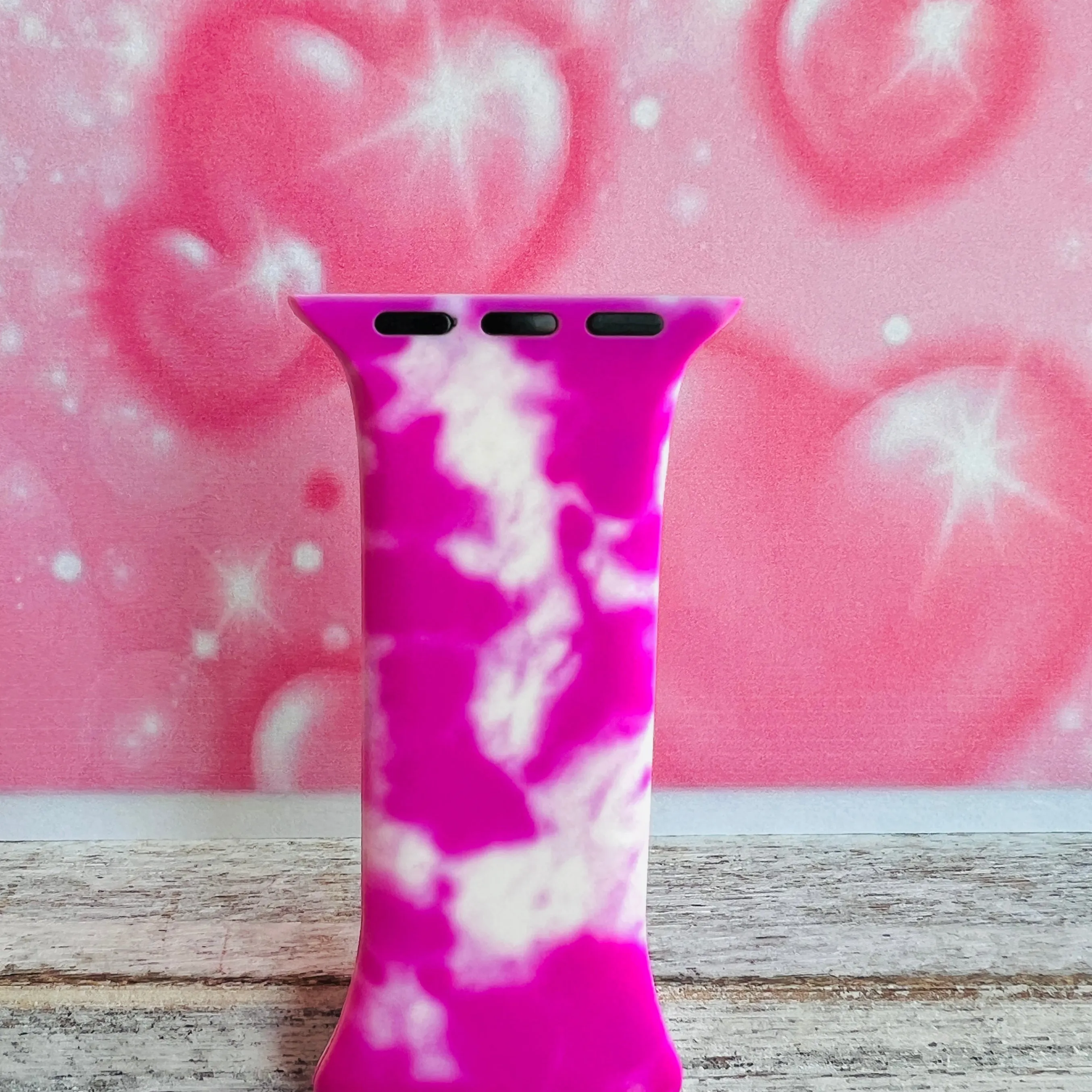 Princess Pink Tie Dye Print Silicone Band For Apple Watch