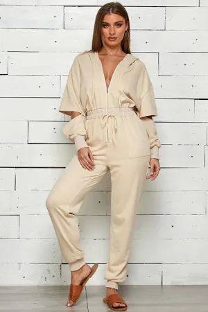 "Yaz" Jogger Jumpsuit-Taupe