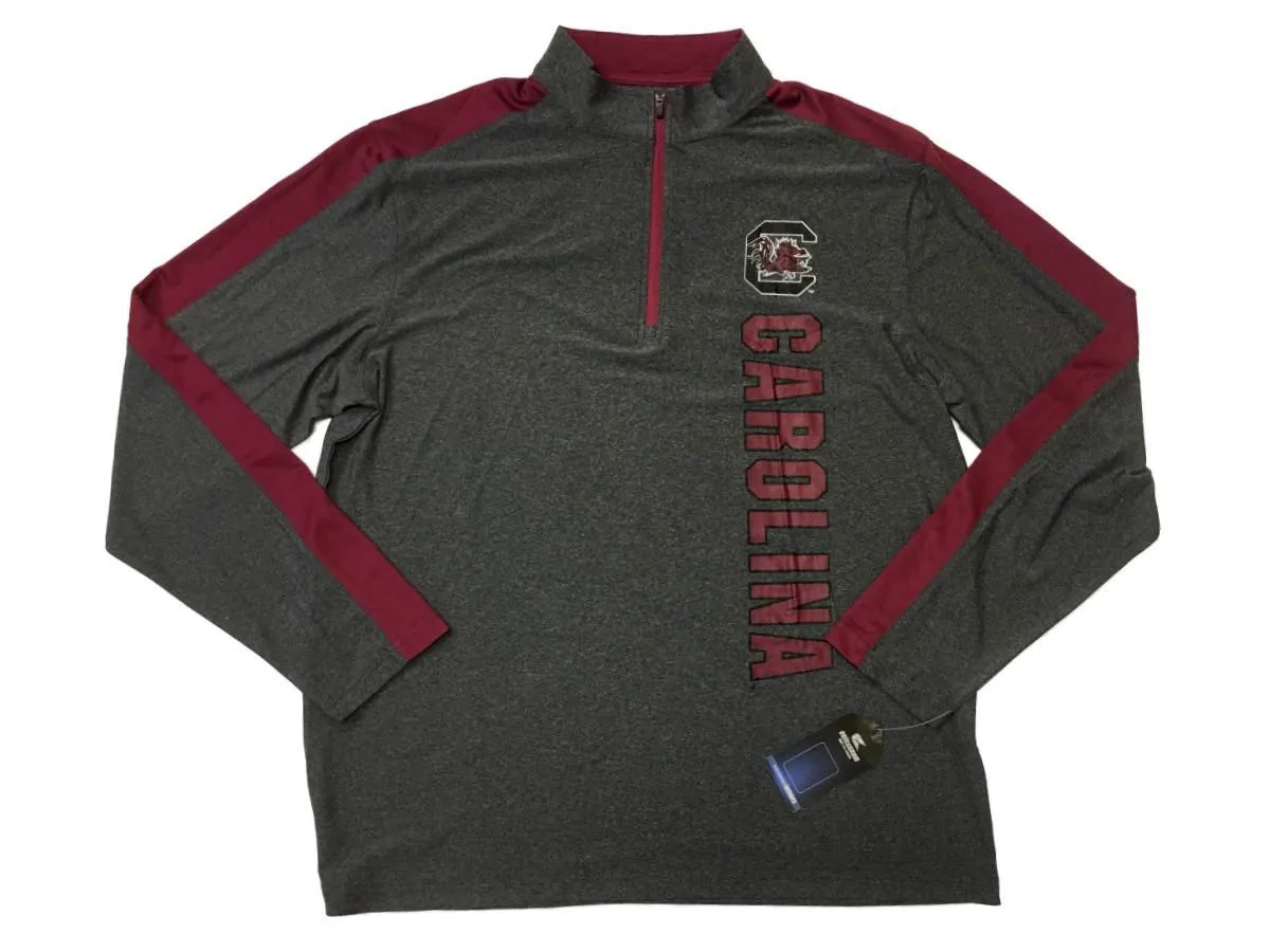 South Carolina Gamecocks Colosseum Gray Garnet 1/4 Zip Performance Pullover (L)