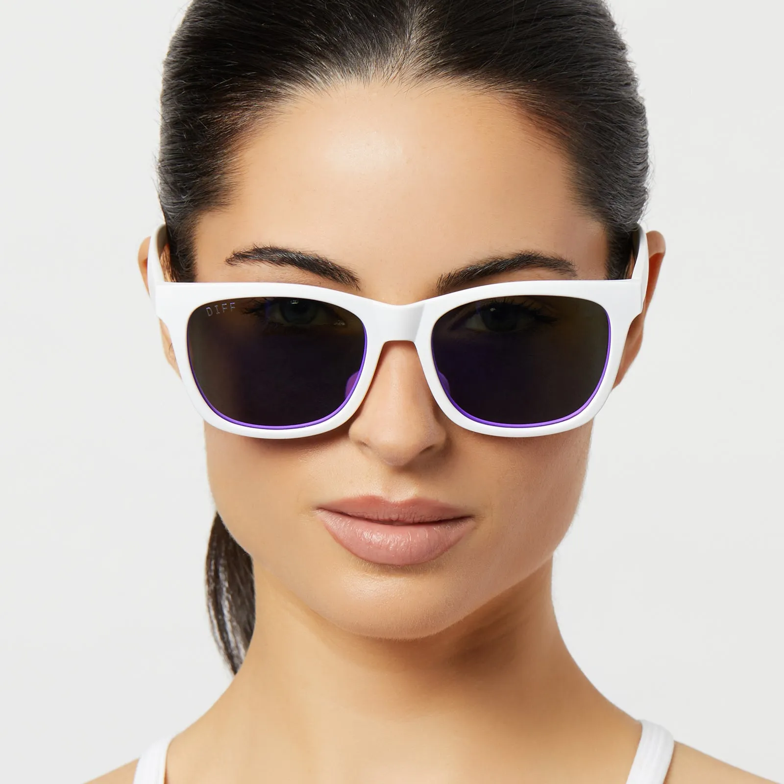 STORM - MATTE WHITE   PURPLE MIRROR   POLARIZED SUNGLASSES