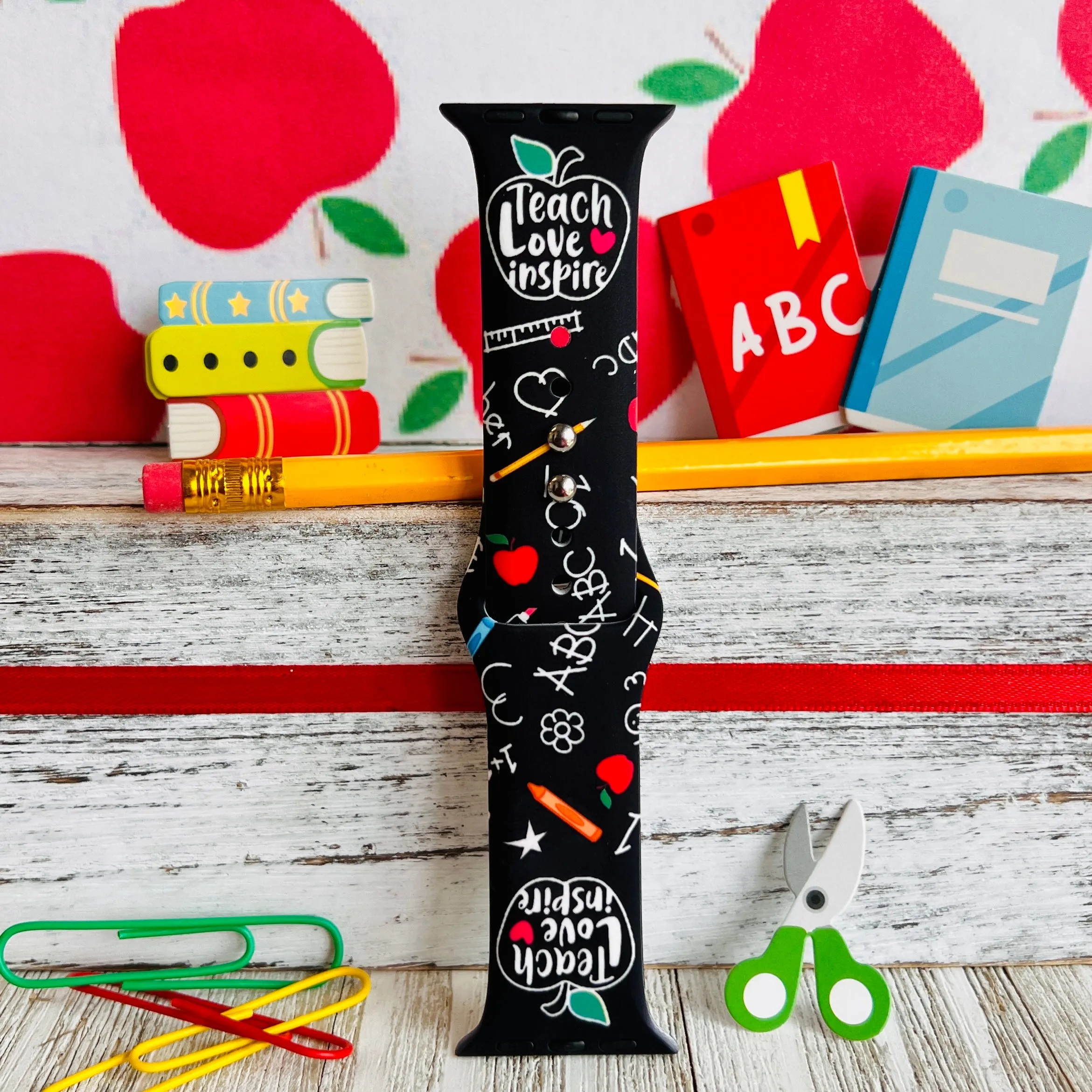 Teach, Love, Inspire Print Silicone Band For Apple Watch