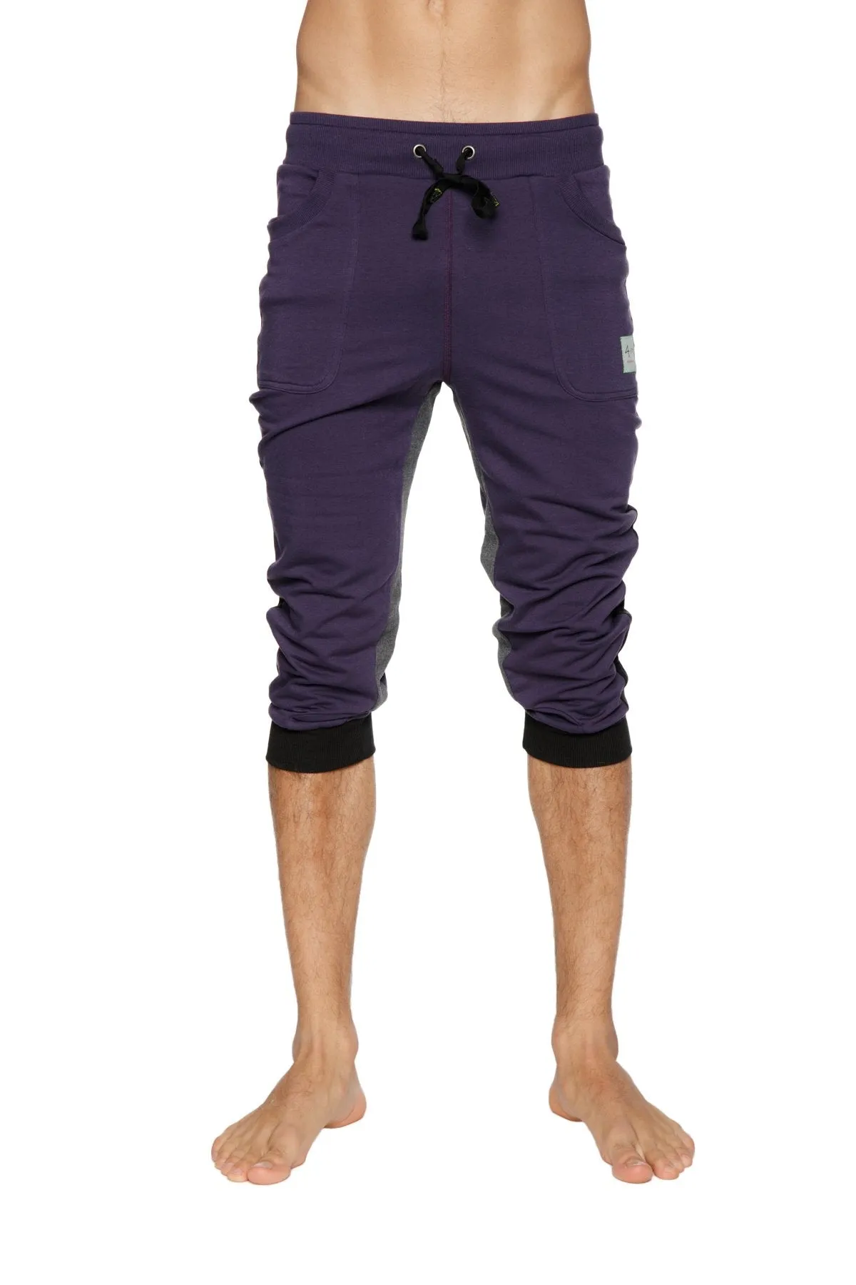 Ultra-Flex Tri-color Cuffed Yoga Pant (Eggplant w/Black & Charcoal)