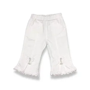 White Bow & Lace Split Hem Pants