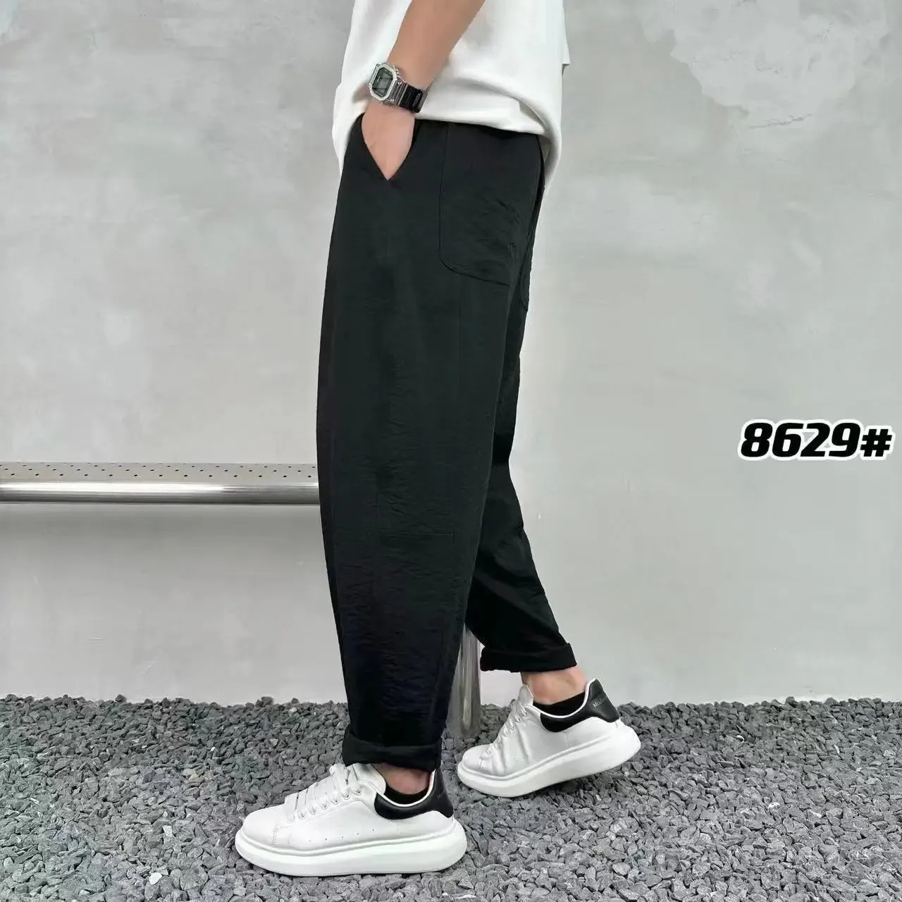 Wiaofellas  -  Draping Cotton Linen Pants For Men Summer Casual Ice Silk Pants Trendy Versatile Korean Hemp Loose Relaxed Sports Pants