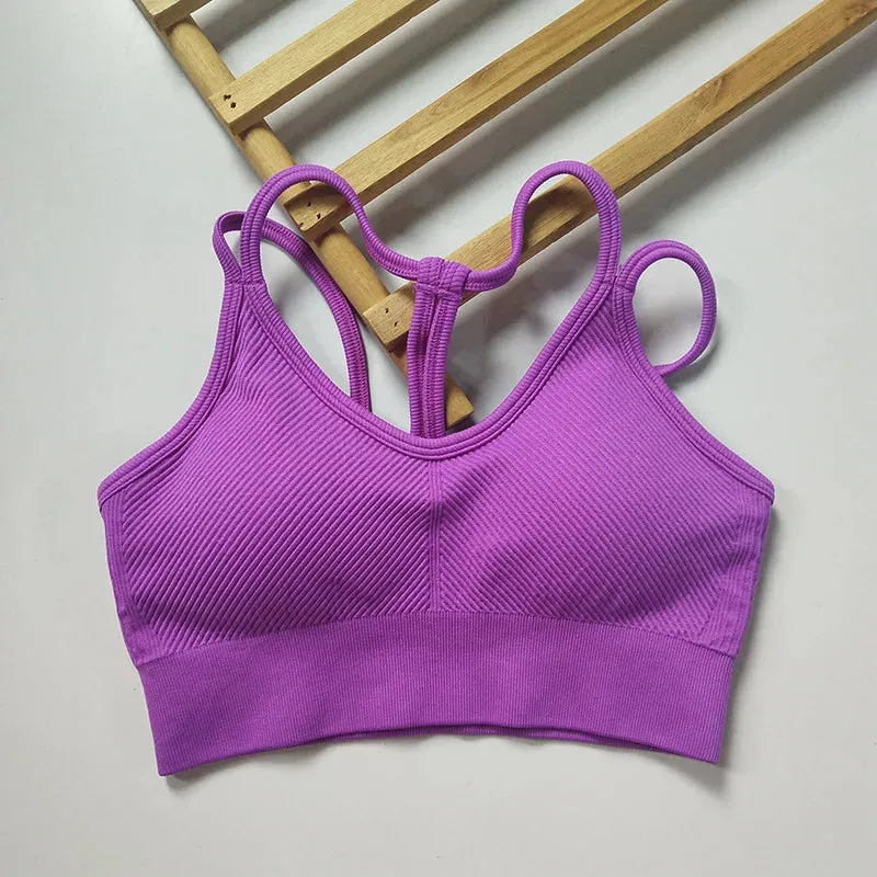 Women Sports Bra Shockproof Fitness Tops Sportswear Gym Crop Top Brassiere Push Up Sport Bras Gym Workout Top Seamless Yoga Bra