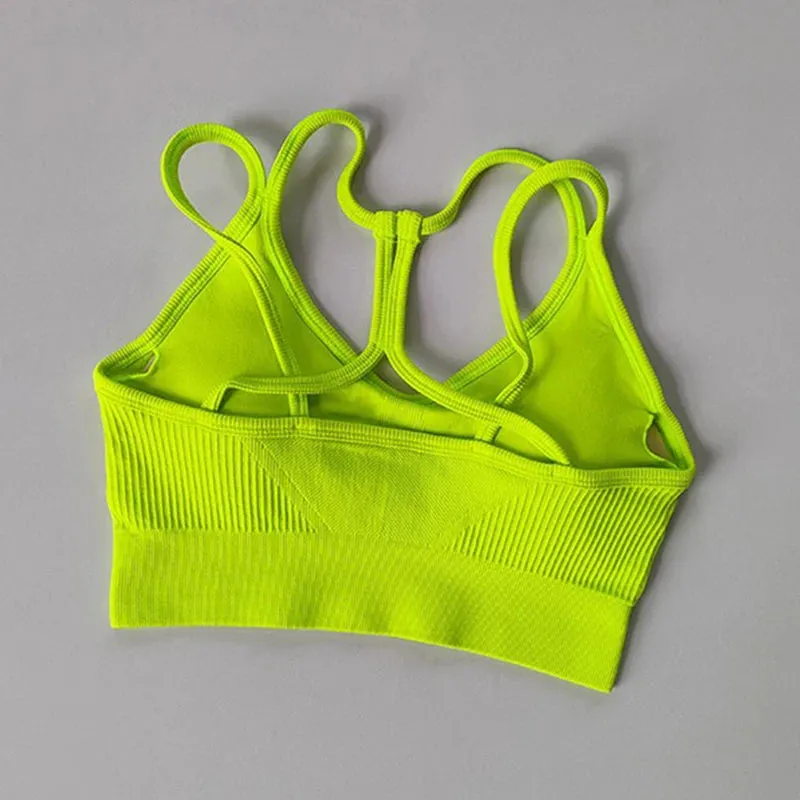 Women Sports Bra Shockproof Fitness Tops Sportswear Gym Crop Top Brassiere Push Up Sport Bras Gym Workout Top Seamless Yoga Bra