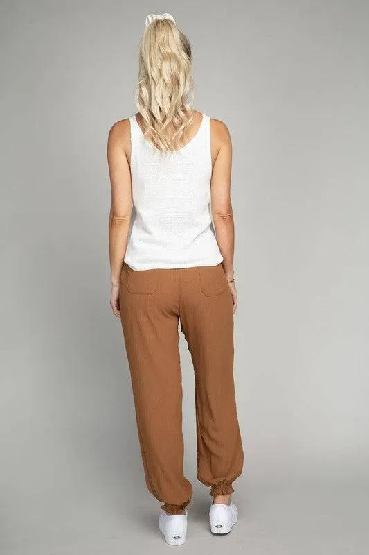 Women's waist tie jogger pants